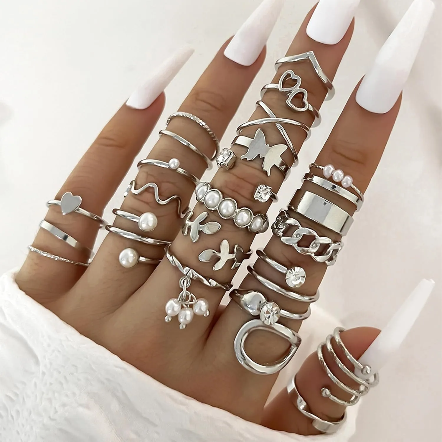 Gold Stackable Rings for Women Non Tarnish Boho Stacking Rings Set Gold Plated Knuckle Rings Rhinestone Moon Star Leaf Rings Midi Pinky Thumb Rings Christmas Stocking Stuffers Gifts Trendy Stuff