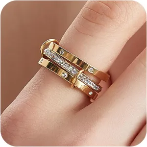 Gold Stackable Rings for Women Non Tarnish, Dainty Stackable 18k Gold Plated CZ Cubic Zirconia Rings, Gold Knuckle Women Rings Set