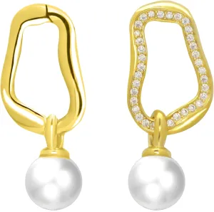 Gold/Silver Dangle Pearl Earrings Pearl Irregular Square Hoop Earrings For Women Unique Dainty Lightweight Stud Earrings Pearl Earrings Party Wedding Earrings For Women