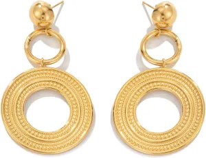 Gold/Silver Geometric Hoop Drop Dangle Earrings for Women Round Disc Dangle Earrings Vintange Statement Earrings Fashion Earrings Jewelry