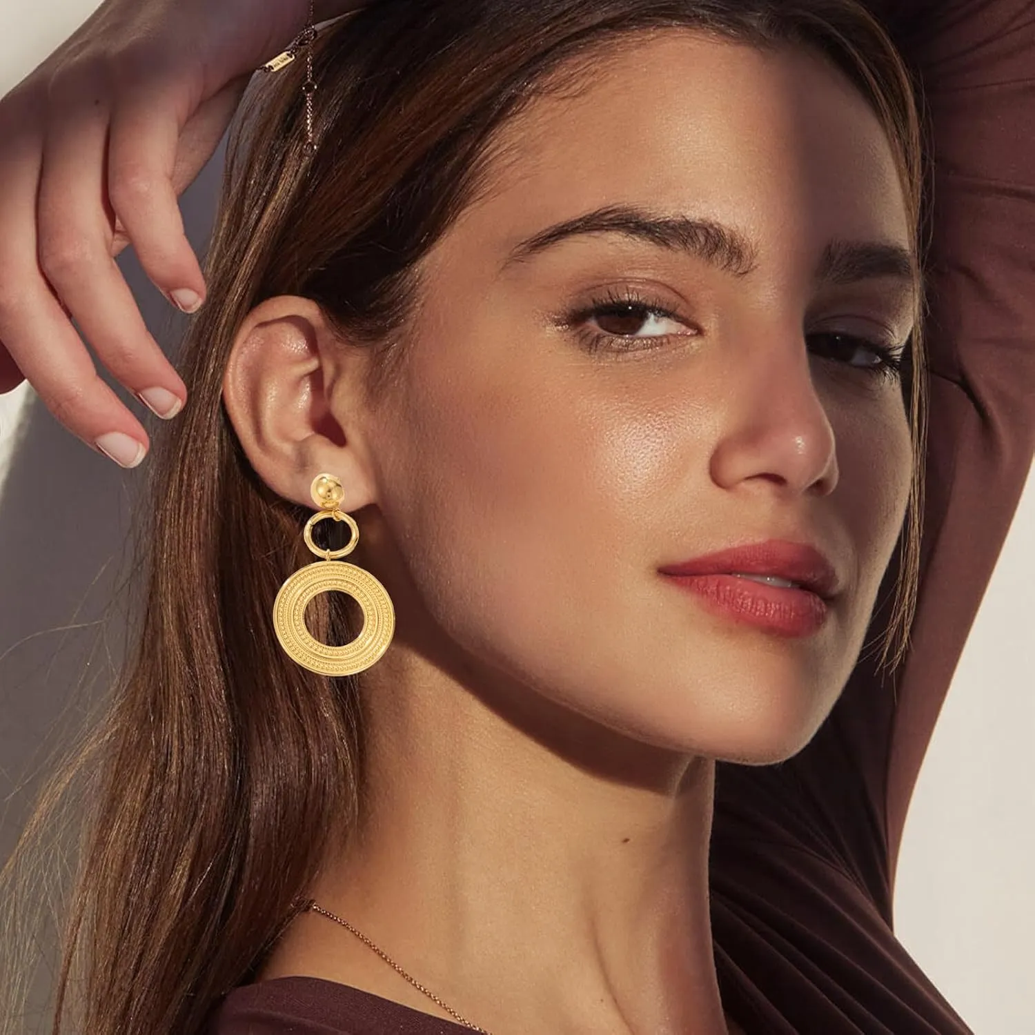 Gold/Silver Geometric Hoop Drop Dangle Earrings for Women Round Disc Dangle Earrings Vintange Statement Earrings Fashion Earrings Jewelry