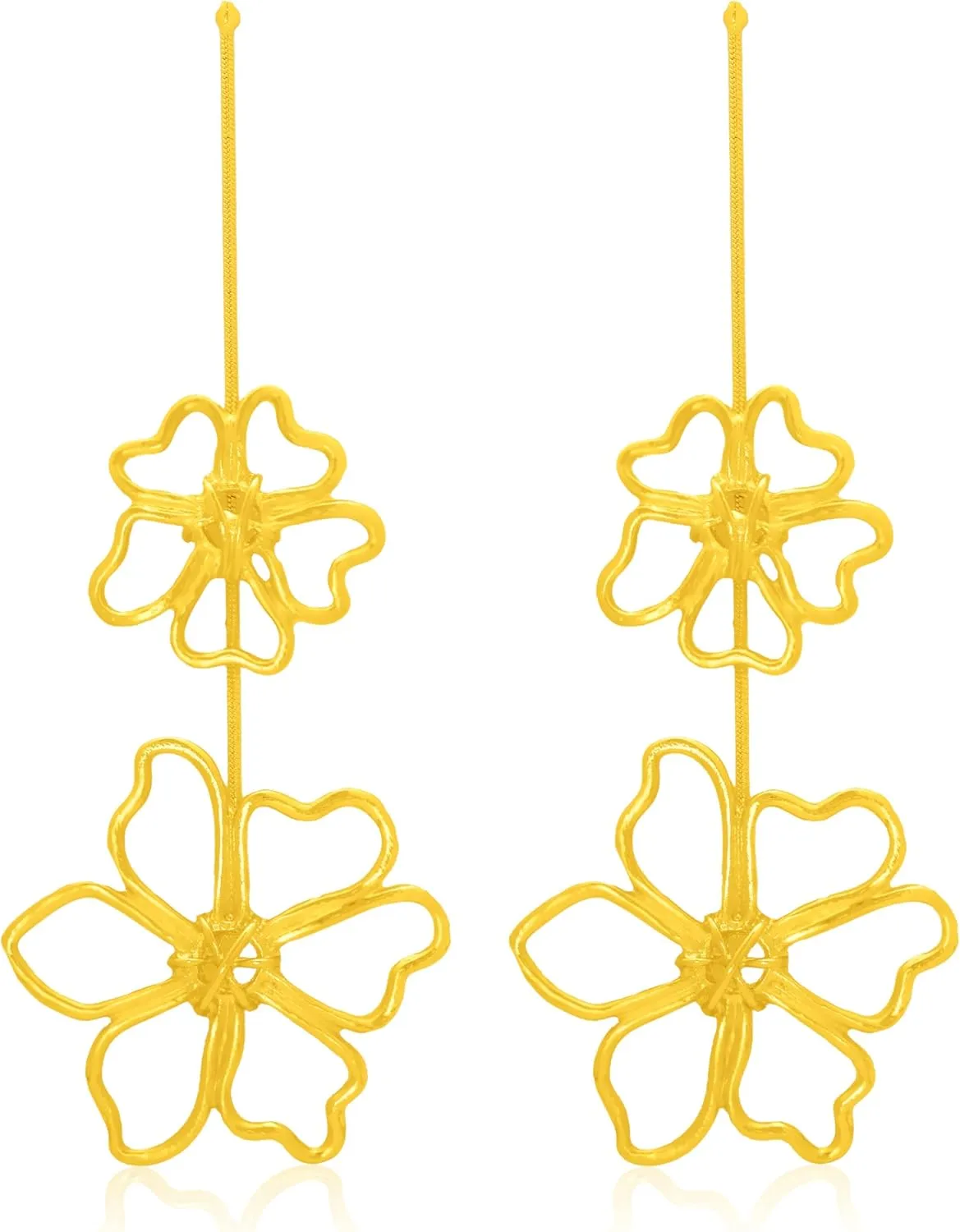 Gold/Silver Statement Flower Dangle Earrings Trendy Big Petal Earrings Long Tassel Flower Drop Earrings Summer Unique Fancy Earrings For Women Prom Wedding Vacation Earrings