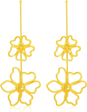 Gold/Silver Statement Flower Dangle Earrings Trendy Big Petal Earrings Long Tassel Flower Drop Earrings Summer Unique Fancy Earrings For Women Prom Wedding Vacation Earrings