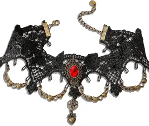 Gothic Artificial Leather Choker;Punk Rock Necklace;Gothic Metal Chain Alternative Fashion Accessory;Rock and Roll Rebel Collar;Unique Punk Necklace for Man Women