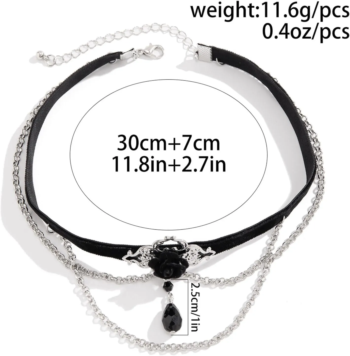 Gothic Black Lace Choker Necklace Vintage Black Crystal Tassel Collar Necklace Punk Vampire Chain Necklace Halloween Costume Jewelry Gifts