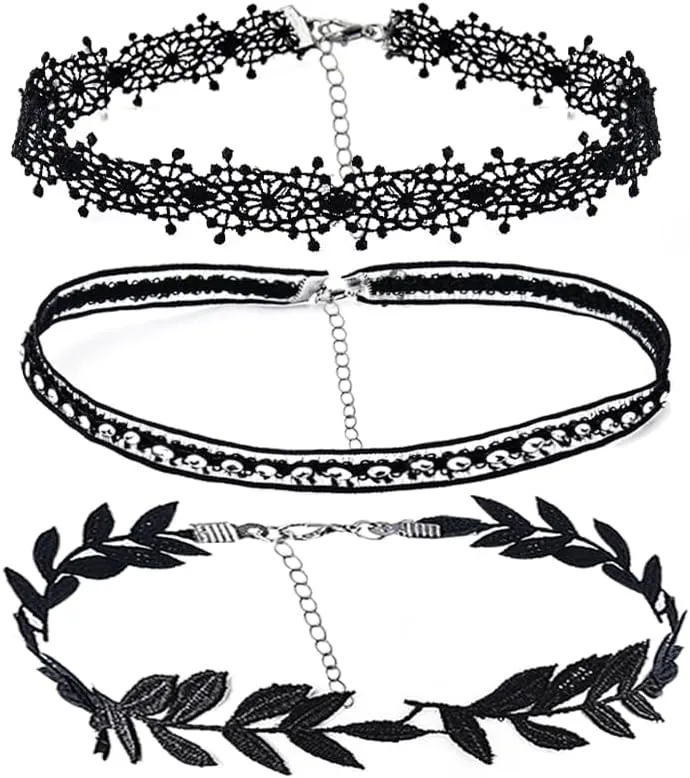 Gothic Choker Necklace for Women Goth Lace Necklace Choker Costume Accessories for Halloween Party Prom Cosplay