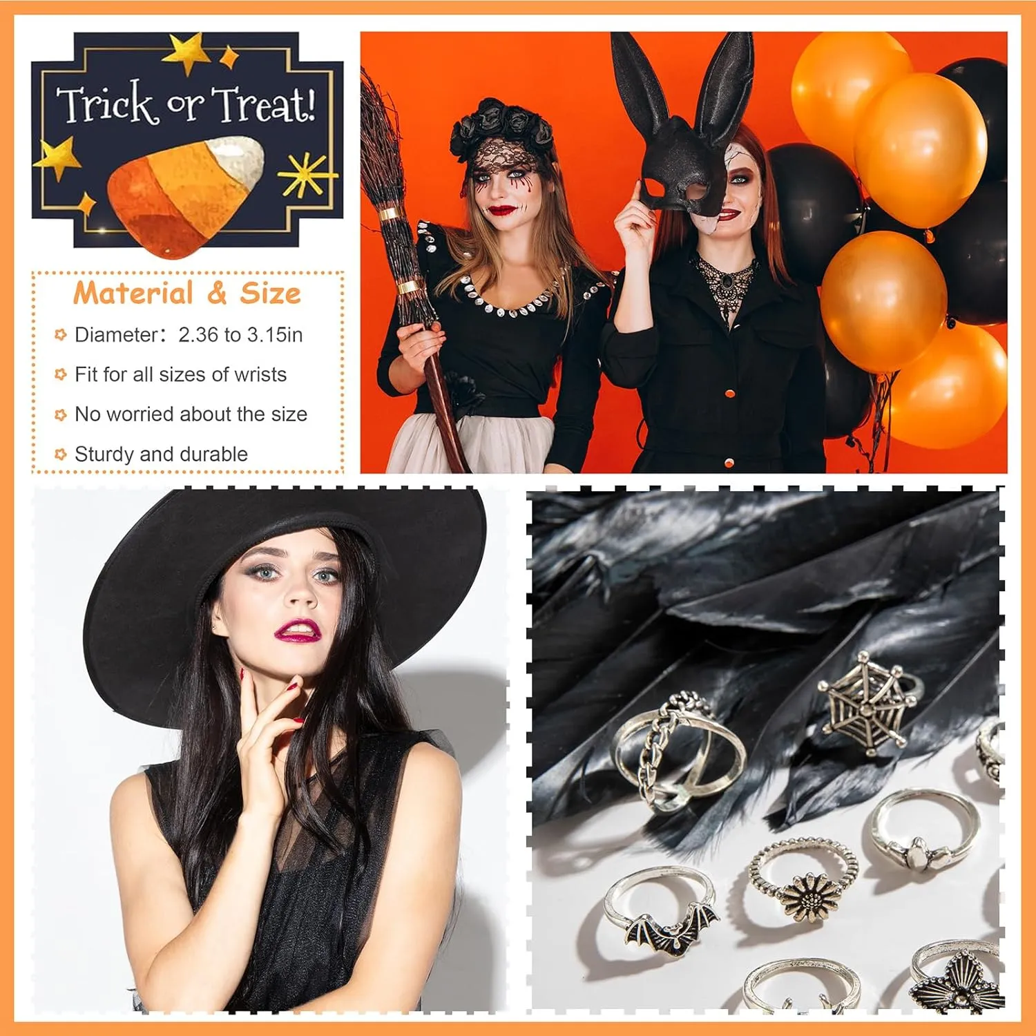 Gothic Stackable Ring Snake Knuckle Rings for Women Halloween Stacking Snake Spider Skull Heart Bat Flower Midi Ring Pack