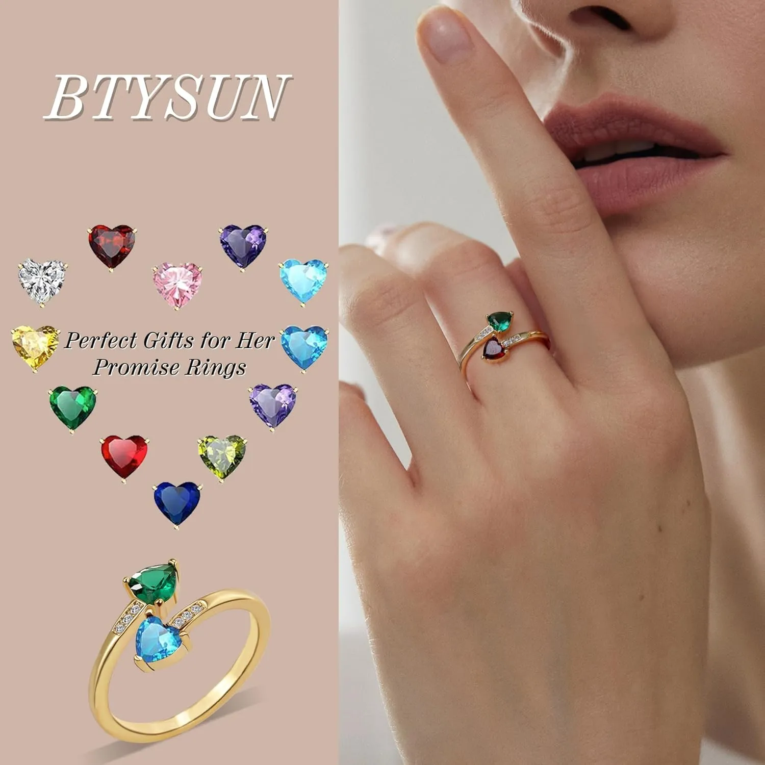 Graduation Gifts for Her Daughter Birthstone Rings for Women Birthday Gifts for Women Non Tarnish Gold Rings Adjustable 1-12 Birthstone Promise Ring Teens Stocking Stuffers Anniversary Wedding Jewelry