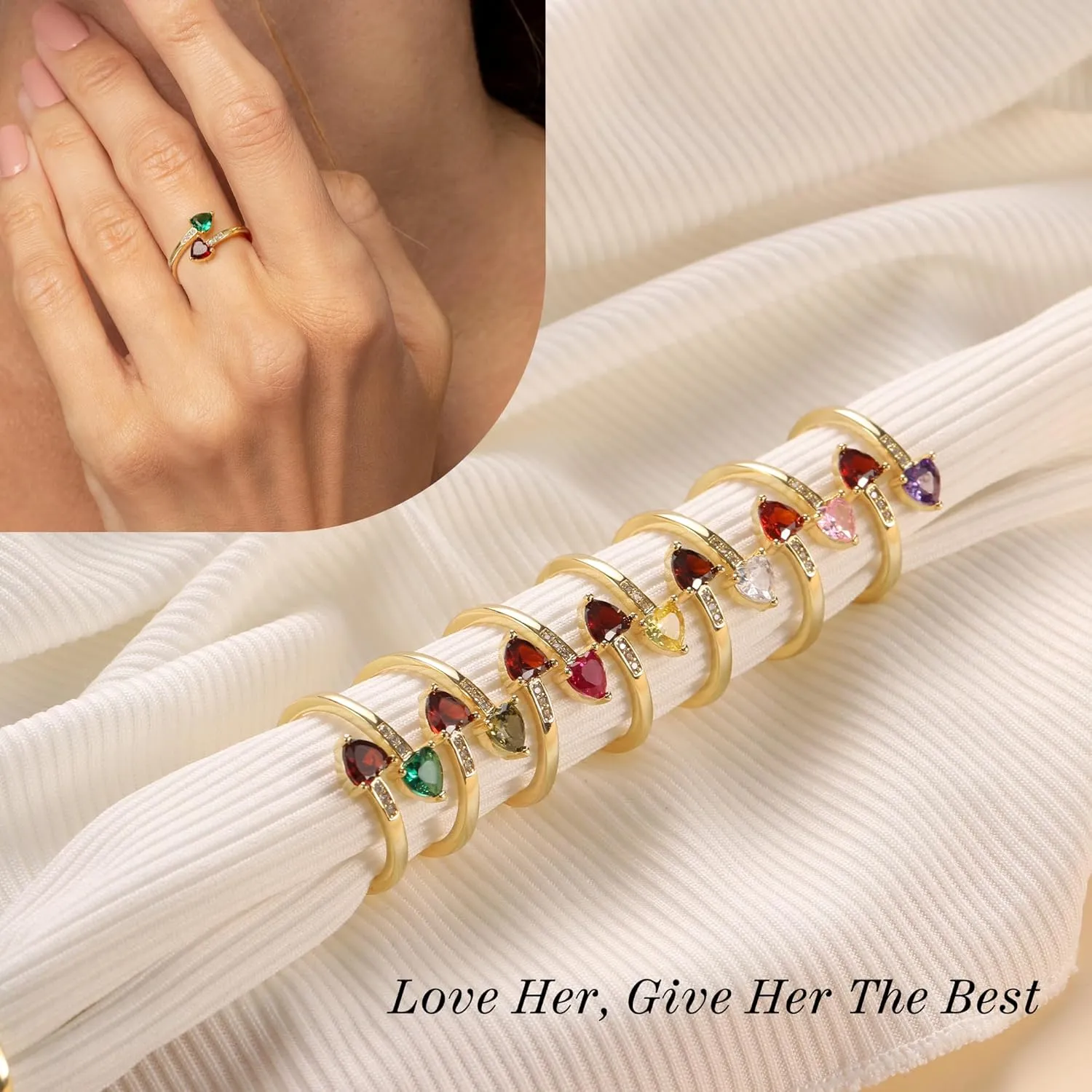 Graduation Gifts for Her Daughter Birthstone Rings for Women Birthday Gifts for Women Non Tarnish Gold Rings Adjustable 1-12 Birthstone Promise Ring Teens Stocking Stuffers Anniversary Wedding Jewelry