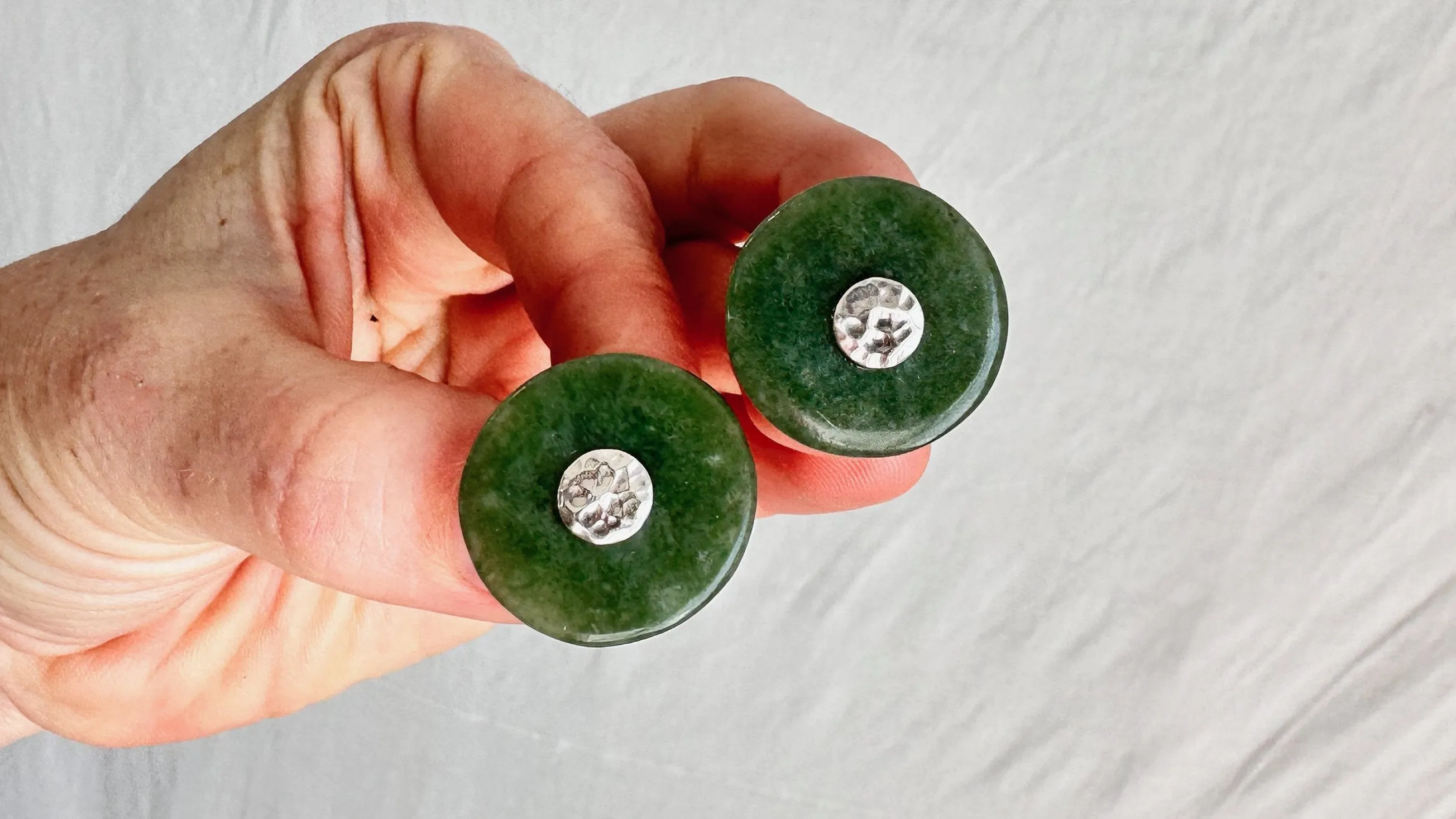 Guatemalan Jade Earrings. Guatemalan Jade & Sterling Silver. 1091