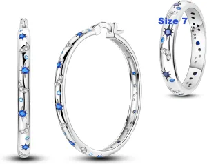 Hapour Celestial Jewelry Set, Moon Star Hoop Earrings & Ring Size 7 for Women & Teen