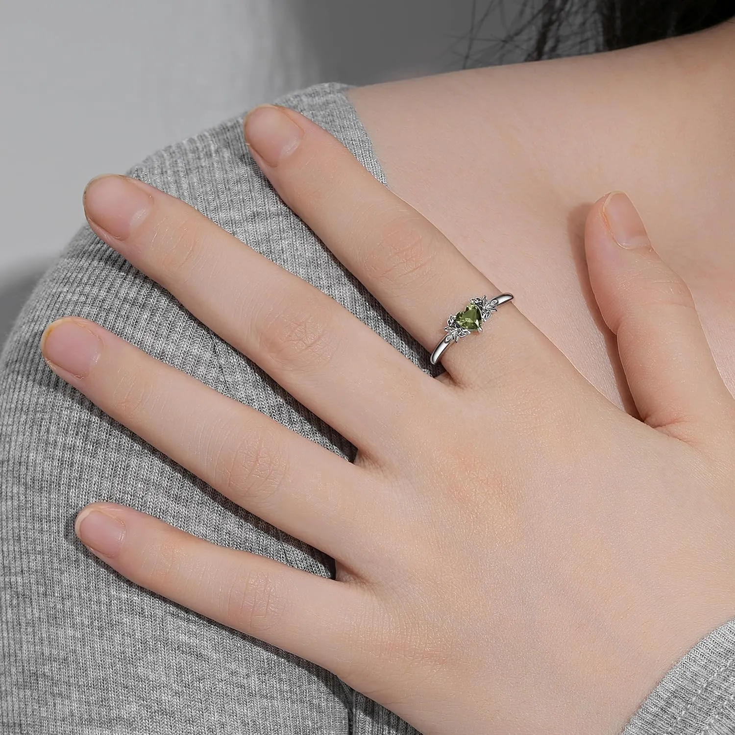 Heart Birthstone Rings for Women: 925 Sterling Silver Adjustable Butterfly Birthstone Ring - Heart Birthstone Promise Band Rings Size 4-9 Jewelry Gifts for Birthday Christmas Mother`s Day
