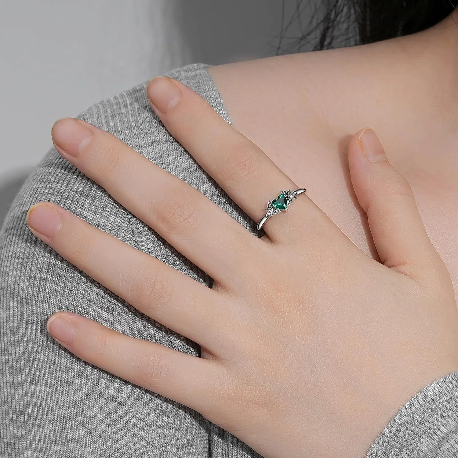 Heart Birthstone Rings for Women: 925 Sterling Silver Adjustable Butterfly Birthstone Ring - Heart Birthstone Promise Band Rings Size 4-9 Jewelry Gifts for Birthday Christmas Mother`s Day