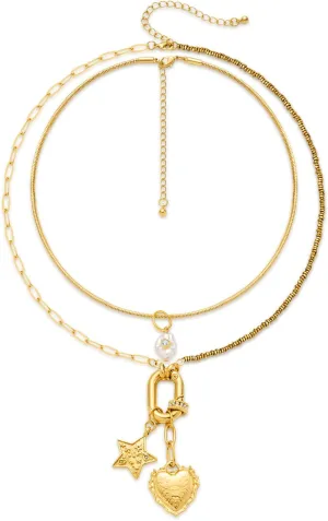 Heart Necklaces for Women, Gold Heart Pendant Necklace Chunky Gold Chain for Gifts on Birthday Holidays