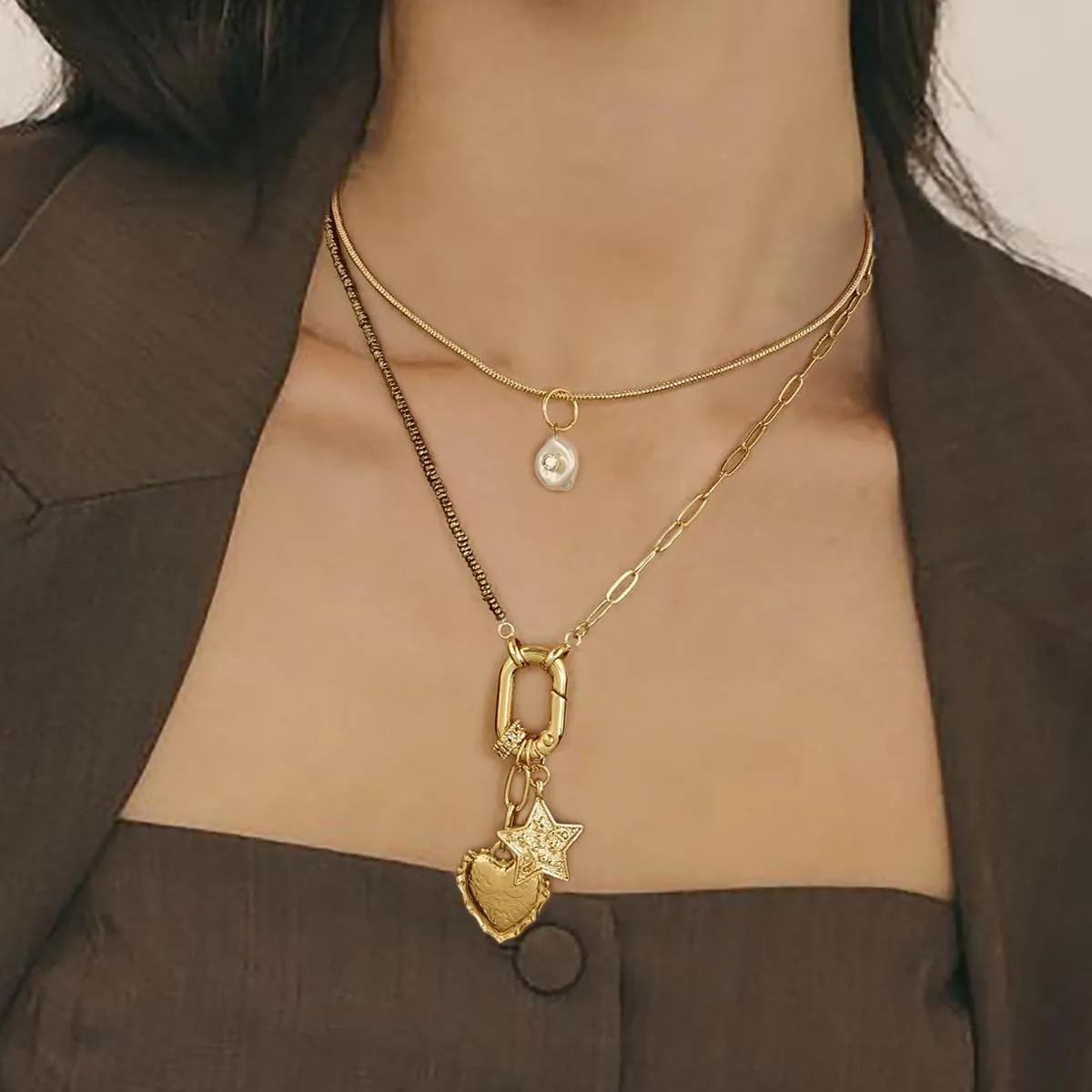 Heart Necklaces for Women, Gold Heart Pendant Necklace Chunky Gold Chain for Gifts on Birthday Holidays