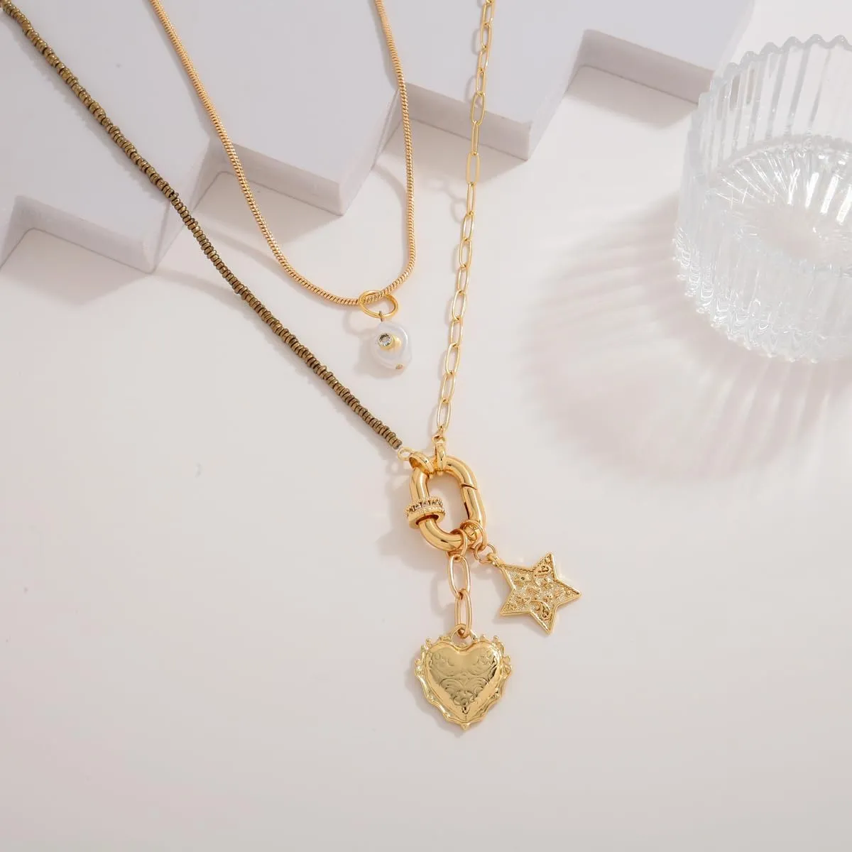 Heart Necklaces for Women, Gold Heart Pendant Necklace Chunky Gold Chain for Gifts on Birthday Holidays