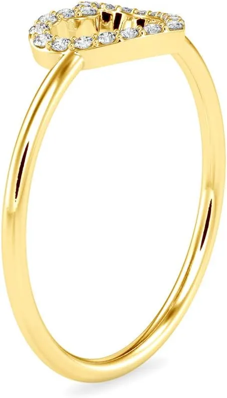 Heart Shaped Daily Wear Ring in 14k White/Yellow/Rose Gold Studded with Brilliant Round Natural Diamond | Couple Promise Ring | Love Diamond ring for Women | Wedding Ring for Her (0.07 Cttw, IJ-SI)