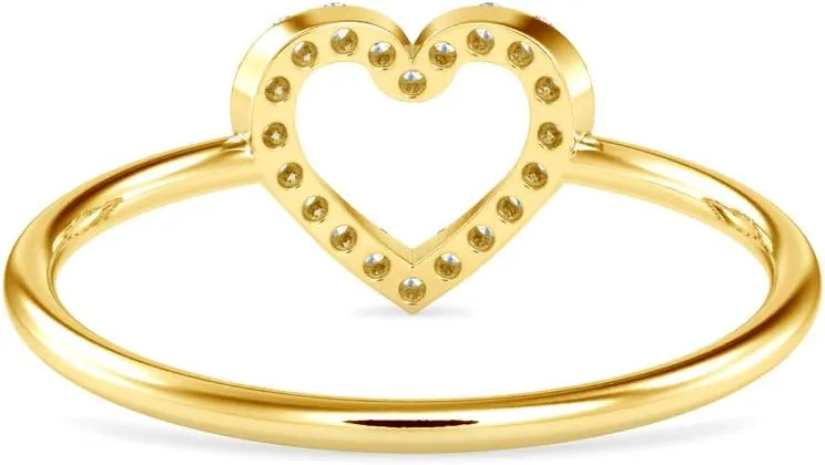 Heart Shaped Daily Wear Ring in 14k White/Yellow/Rose Gold Studded with Brilliant Round Natural Diamond | Couple Promise Ring | Love Diamond ring for Women | Wedding Ring for Her (0.07 Cttw, IJ-SI)