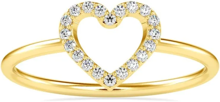 Heart Shaped Daily Wear Ring in 14k White/Yellow/Rose Gold Studded with Brilliant Round Natural Diamond | Couple Promise Ring | Love Diamond ring for Women | Wedding Ring for Her (0.07 Cttw, IJ-SI)