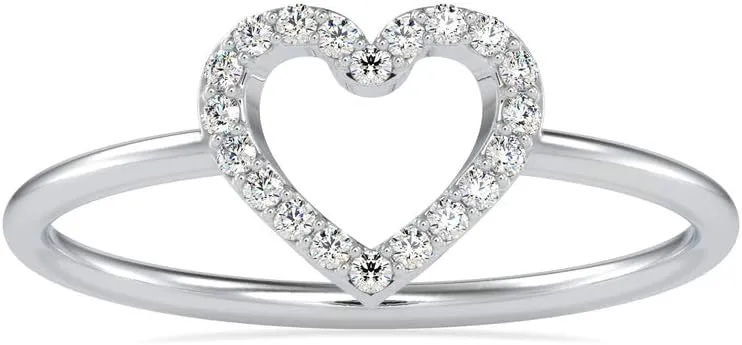 Heart Shaped Daily Wear Ring in 18k White/Yellow/Rose Gold Studded with Brilliant Round Natural Diamond | Couple Promise Ring | Love Diamond ring for Women | Wedding Ring for Her (0.07 Cttw, IJ-SI)