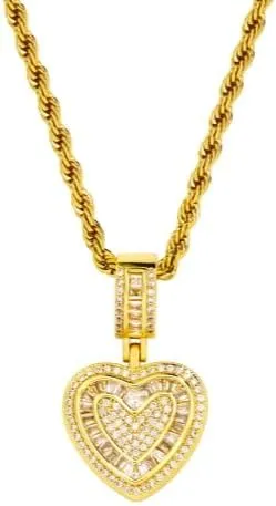 Heart-Shaped Pendant Choker Necklace for Women 18K Gold Plated Multi Pendants Chunky Chain Hip Hop Neutral Jewelry