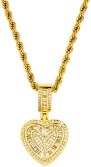 Heart-Shaped Pendant Choker Necklace for Women 18K Gold Plated Multi Pendants Chunky Chain Hip Hop Neutral Jewelry
