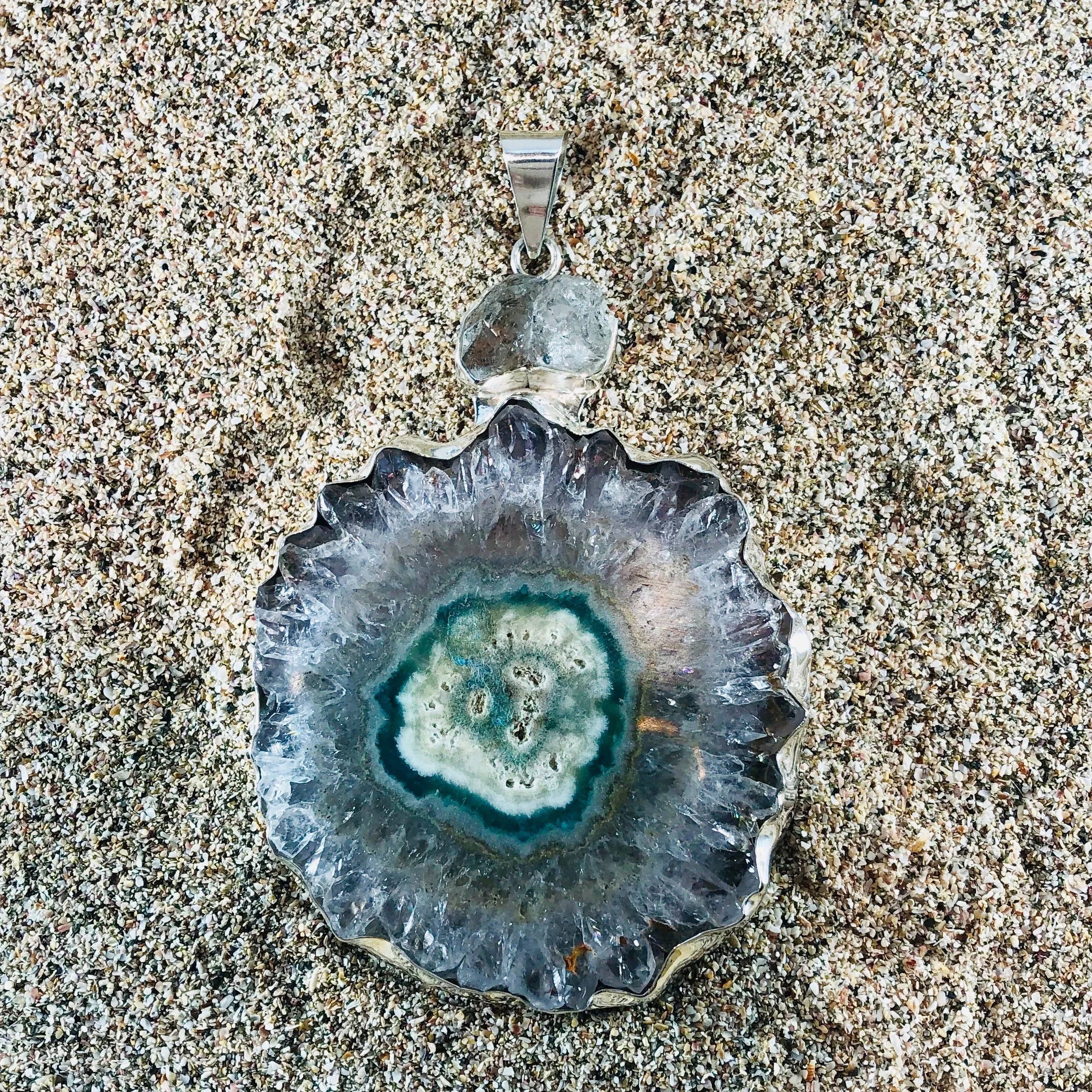 Herkimer Diamond & Geode Grande Pendant