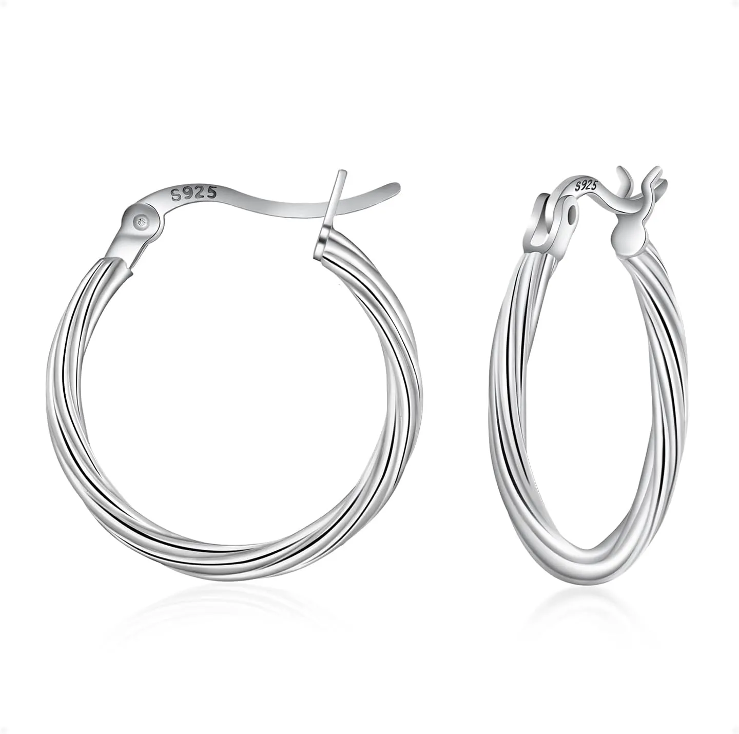 Hoop Earrings For Women 925 Sterling Silver Earrings Lightweight Silver Hoop Earring For Women Small Hoops Earrings Twisted Hoop Earrings 20 MM