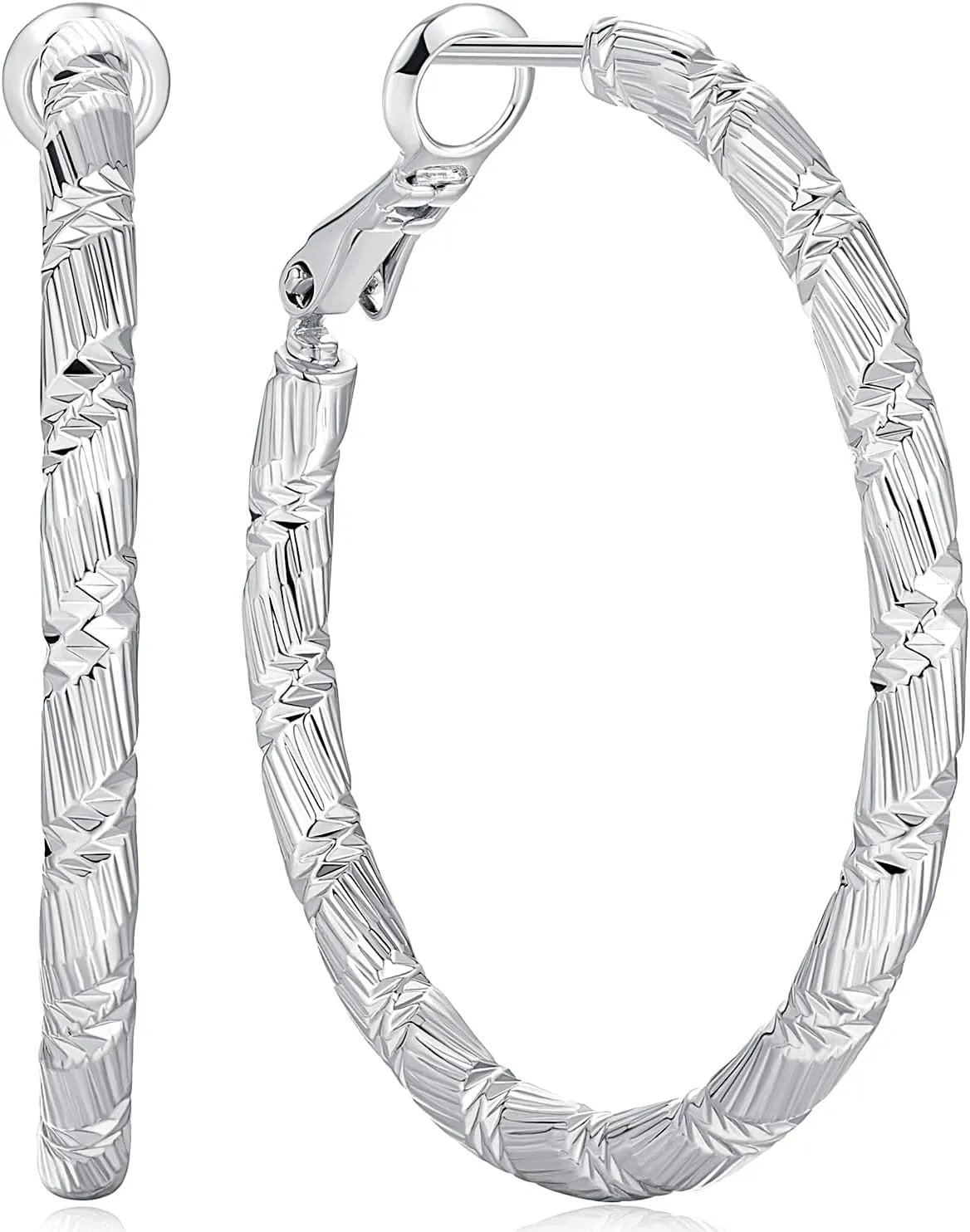 Hoop Earrings Large Sterling Silver Hoop Earrings for Women?? Hoop Earrings Thick Trendy Elegance (31mm*2.5mm)