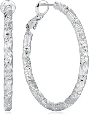 Hoop Earrings Large Sterling Silver Hoop Earrings for Women?? Hoop Earrings Thick Trendy Elegance (31mm*2.5mm)