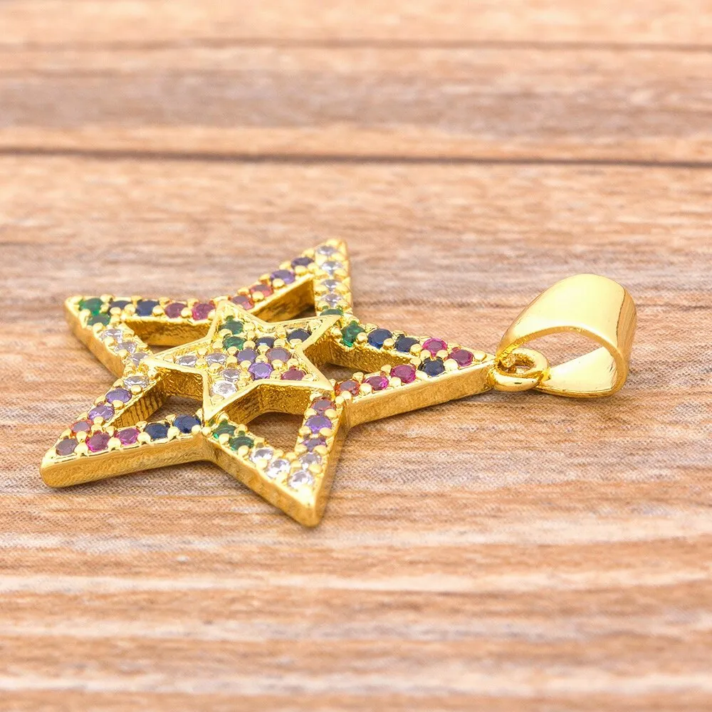 Hot Sale Rainbow Star Shape Pendant Necklace Women