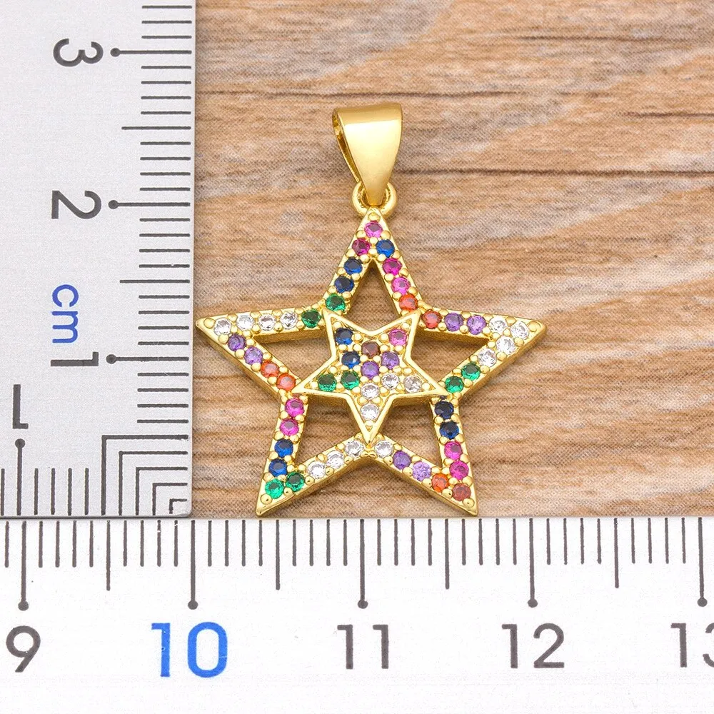 Hot Sale Rainbow Star Shape Pendant Necklace Women