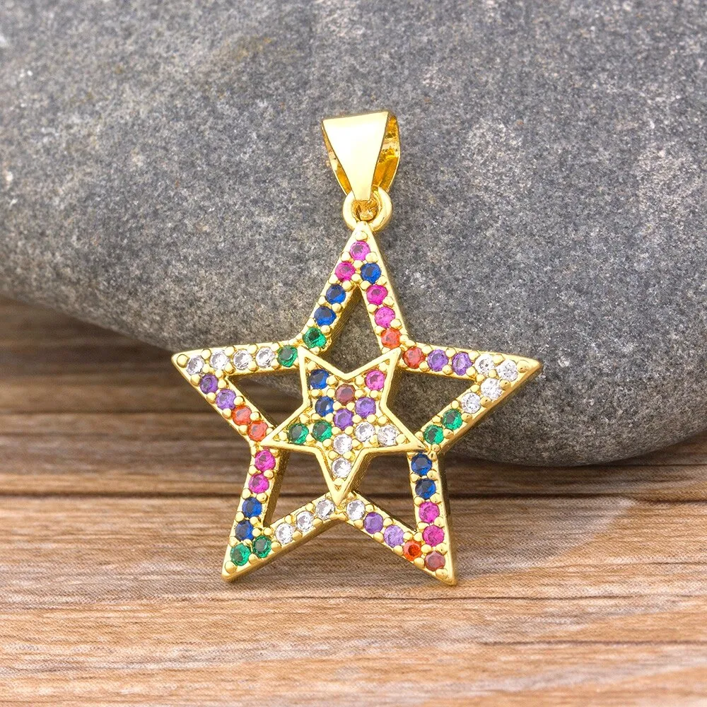 Hot Sale Rainbow Star Shape Pendant Necklace Women