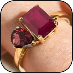 HUASAI Gold Birthstone Rings for Women Non Tarnish 14K Gold Plated 2 Birthstone Ring Toi Et Moi Ring Dainty Birthstone Stackable Rings Birthday Gifts for Women