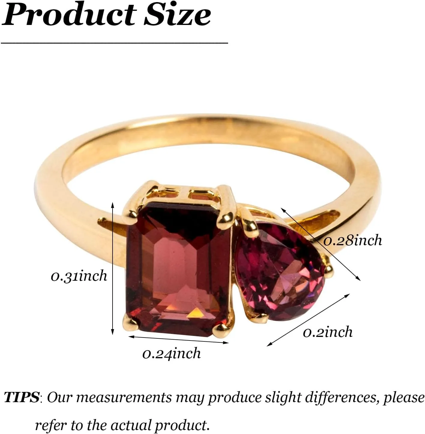 HUASAI Gold Birthstone Rings for Women Non Tarnish 14K Gold Plated 2 Birthstone Ring Toi Et Moi Ring Dainty Birthstone Stackable Rings Birthday Gifts for Women