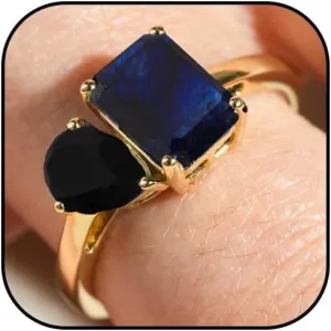 HUASAI Gold Birthstone Rings for Women Non Tarnish 14K Gold Plated 2 Birthstone Ring Toi Et Moi Ring Dainty Birthstone Stackable Rings Birthday Gifts for Women