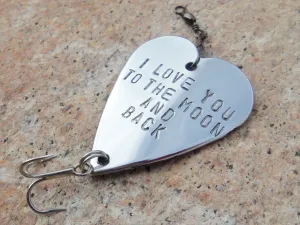 I Love you to the Moon and Back Personalized Gift for Man Fishing Lure Custom Mens Gift Best Gifts for Birthday Husband Couples Friendship