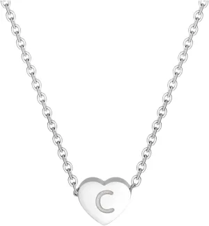 iLH Heart Initial Necklaces For Women Tiny Dainty Silver Heart Necklace Alphabet Letter Pendant Necklace Jewelry Gift