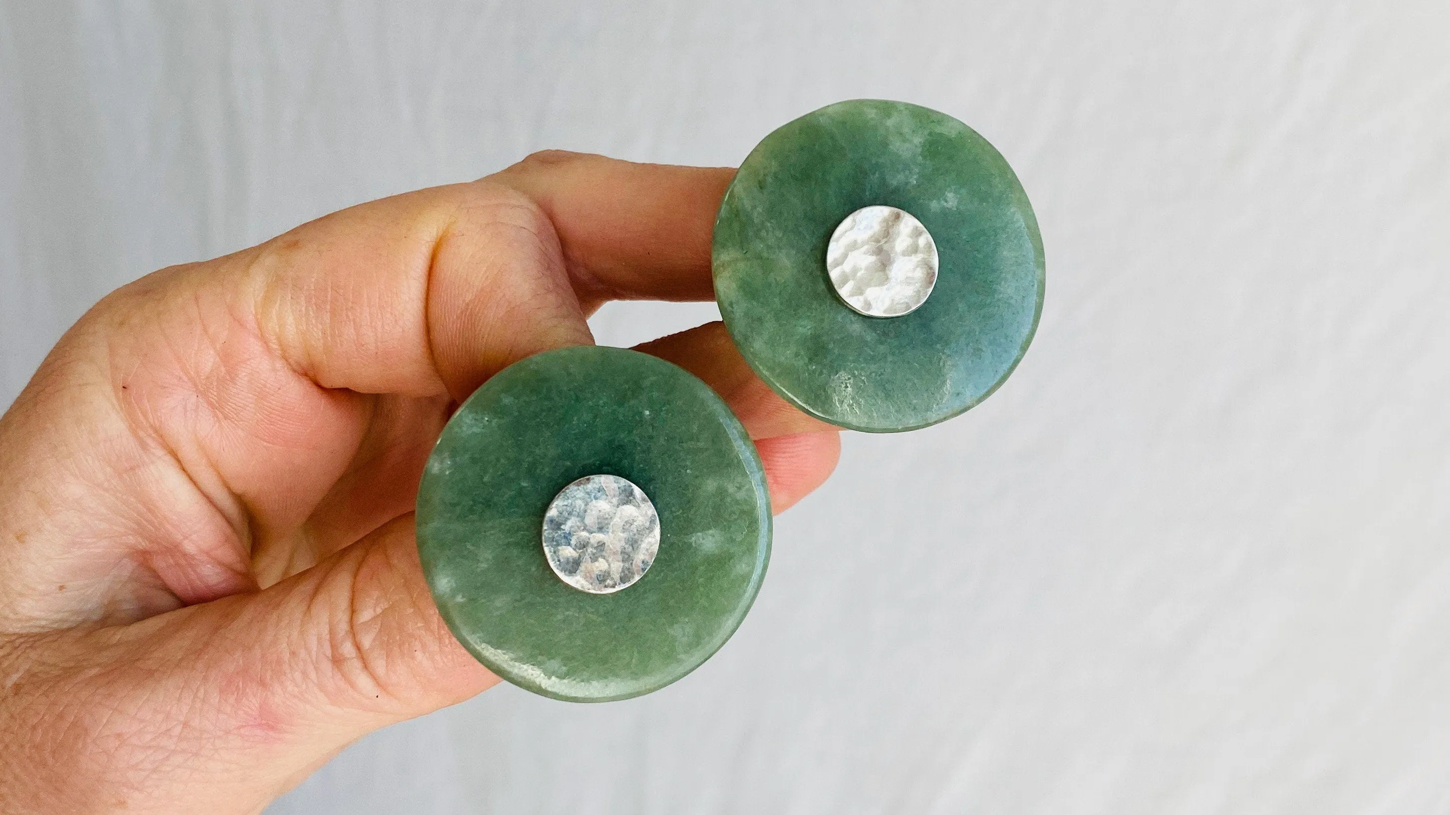 Imperial Jade Earrings. Guatemalan Jade & Sterling Silver. 0316