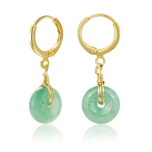 Jade Earring for women Dount Earrings Aventurine Green Jade Earrings 925 Sterling Silver with Gold Plated Drop Earrings Jewelry Handmade Gifts for Birthday Gifts for Girls
