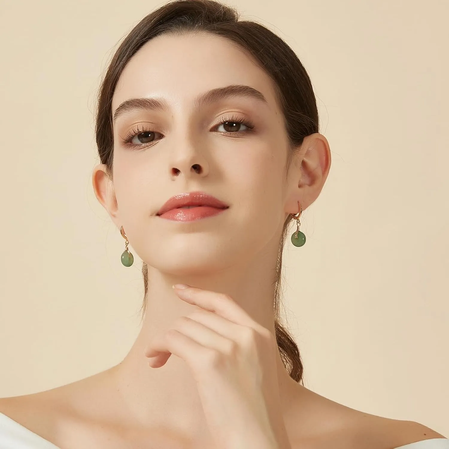 Jade Earring for women Dount Earrings Aventurine Green Jade Earrings 925 Sterling Silver with Gold Plated Drop Earrings Jewelry Handmade Gifts for Birthday Gifts for Girls