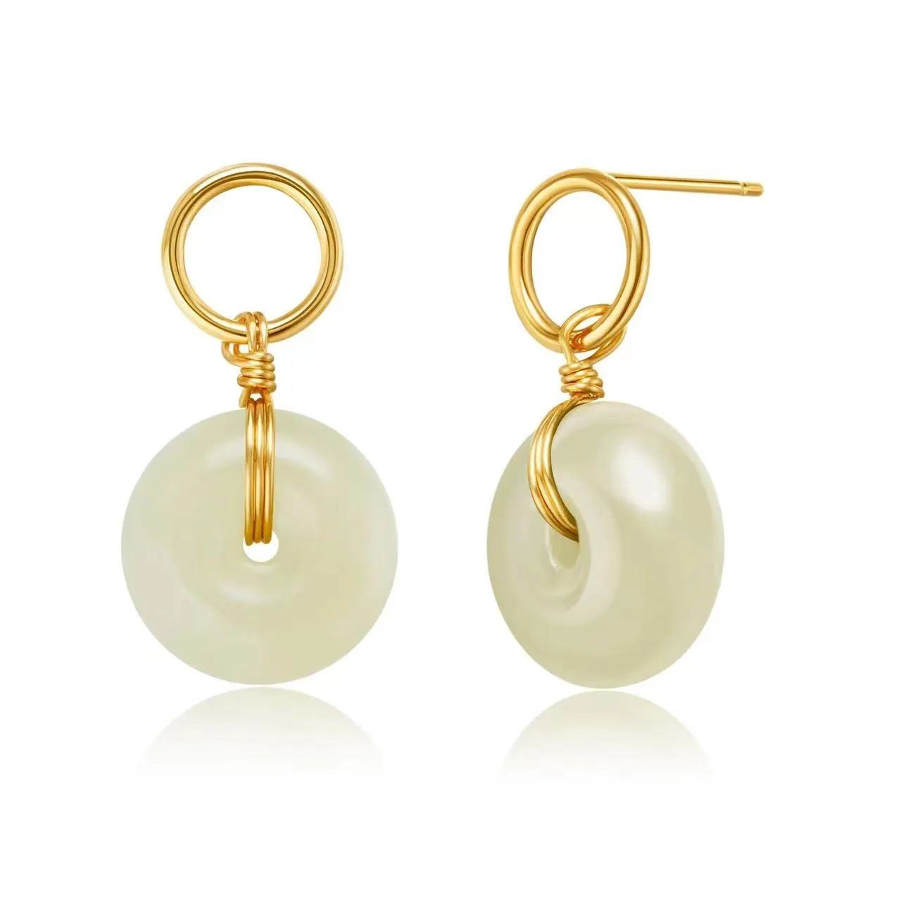 Jade Earring,14K Gold Filled Jade Earrings for Women, Handmade Earrings for the Minimalist Mother Jewelry Gift Idea for Wife, Back To School Teacher Gift (Cyan White Jade)
