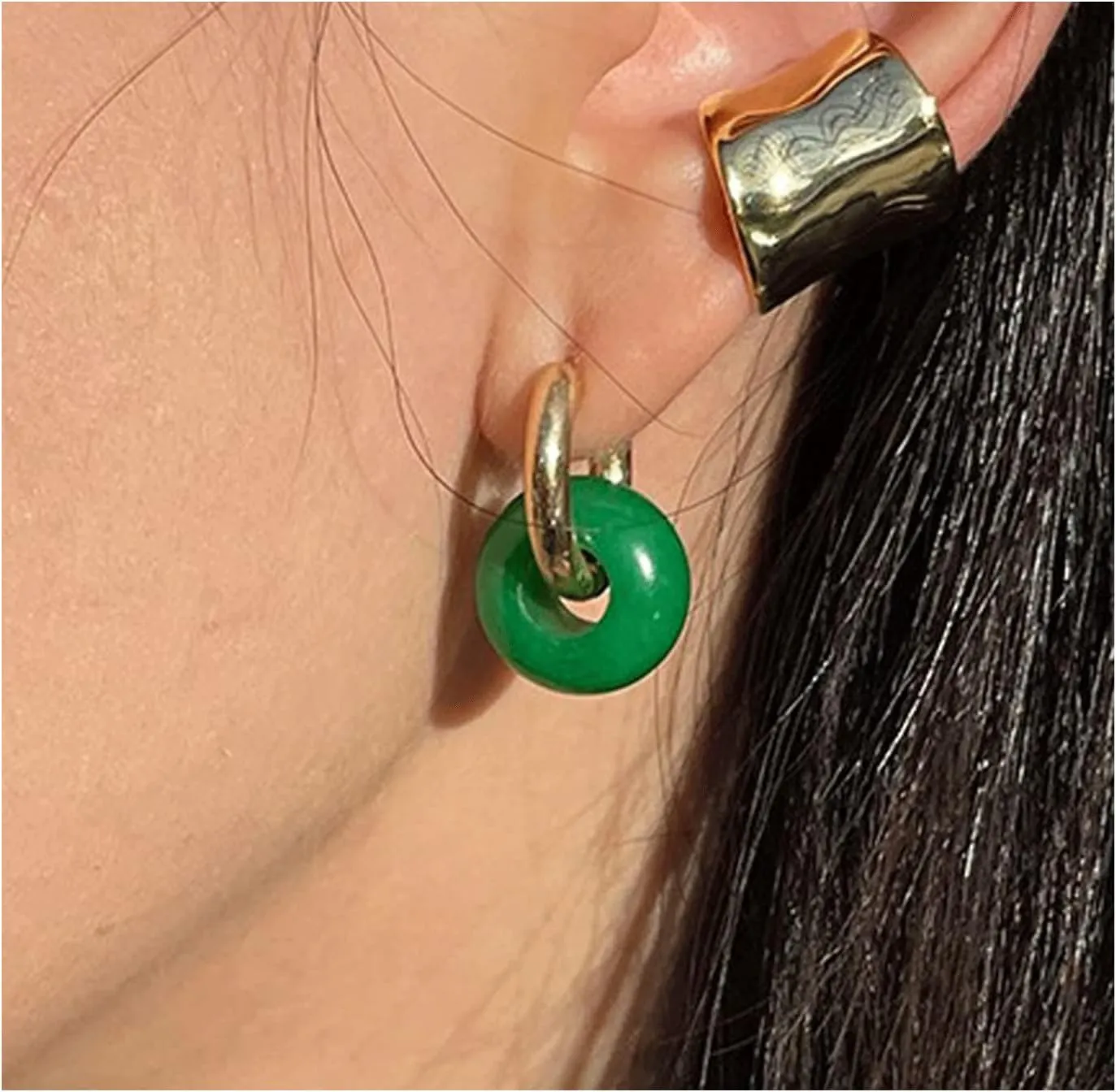 Jade Earrings for Women Green Hetian Jade Dangle Earrings Gold Gemstone drop earringd for Women Jewelry Gift on Mother??s Day,wedding,Anniversary day.