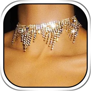 JAKAWIN Diamond Choker Necklace Gold Sparkly Rhinestone Porm Jewelry for Women