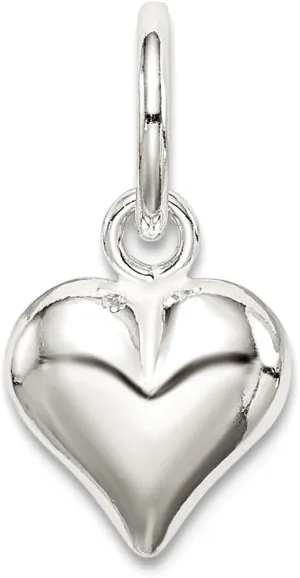 JewelryWeb 925 Sterling Silver Hollow Polished Puff Love Heart Charm 18x10mm Wide Pendant Necklace for Women