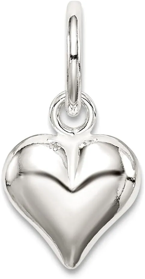 JewelryWeb 925 Sterling Silver Hollow Polished Puff Love Heart Charm 18x10mm Wide Pendant Necklace for Women