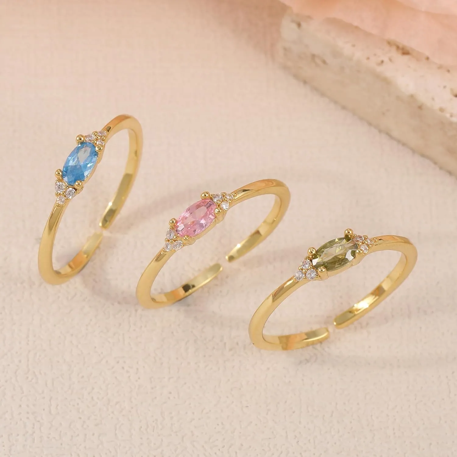 JSJOY Mothers Day Jewelry Gifts Birthstone Rings for Women Diamond Emerald Rings Birthday Gifts