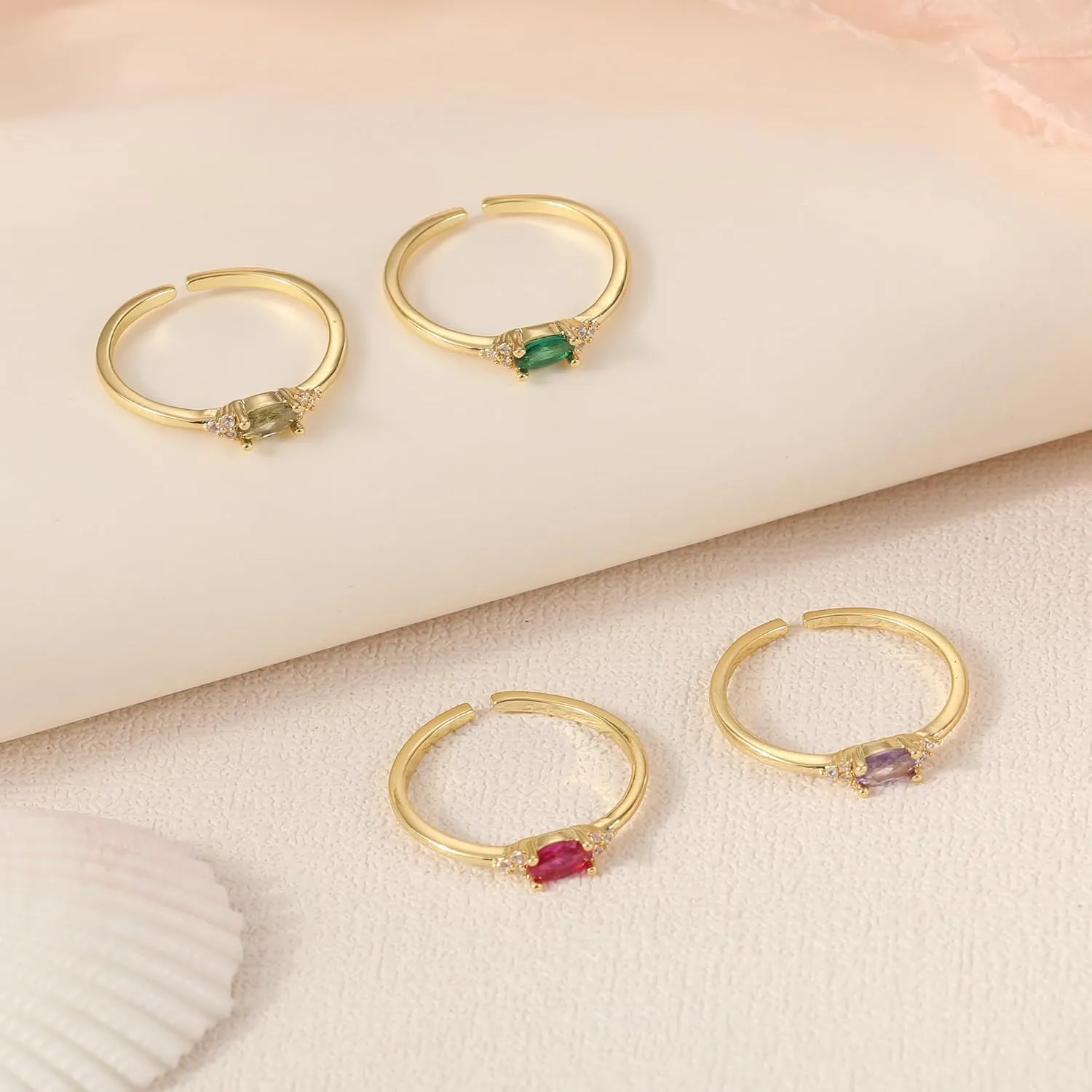 JSJOY Mothers Day Jewelry Gifts Birthstone Rings for Women Diamond Emerald Rings Birthday Gifts