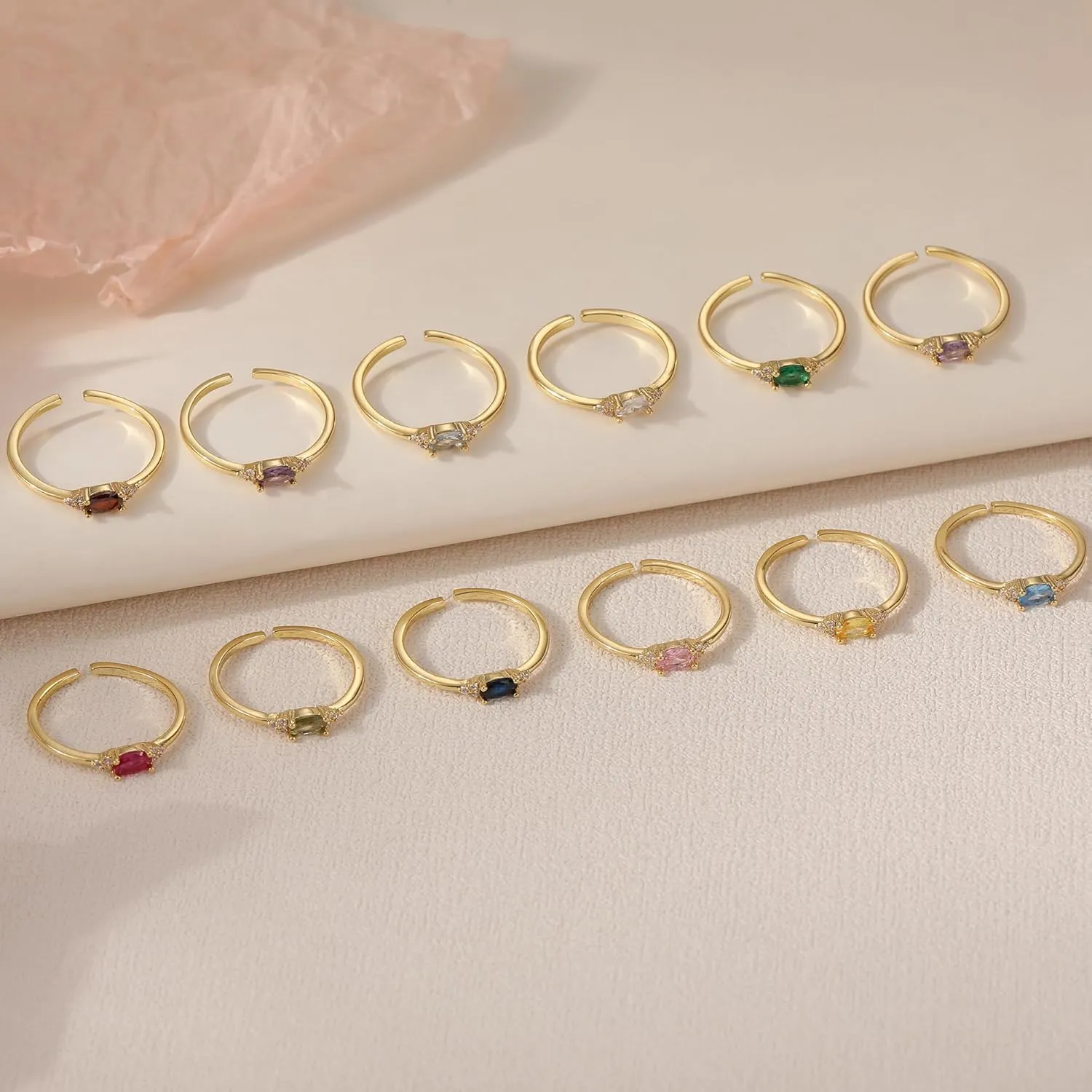 JSJOY Mothers Day Jewelry Gifts Birthstone Rings for Women Diamond Emerald Rings Birthday Gifts