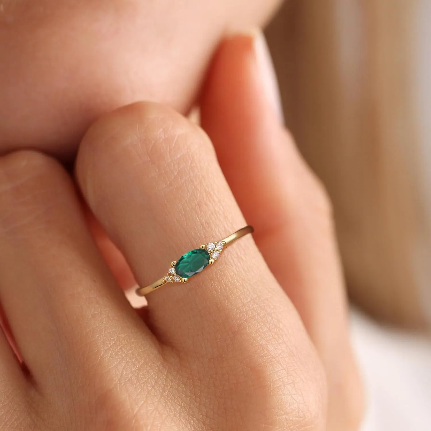 JSJOY Mothers Day Jewelry Gifts Birthstone Rings for Women Diamond Emerald Rings Birthday Gifts